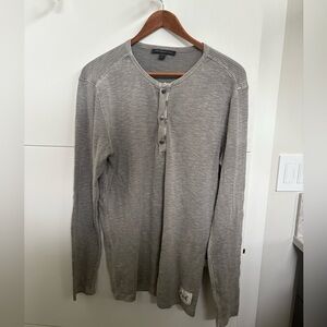 John Varvatos Gray Henley Shirt Waffle Knit